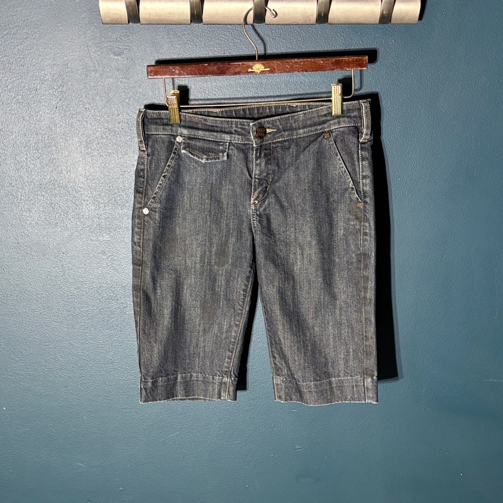 BCBGMaxAzria Dark Gray Denim Bermuda Shorts